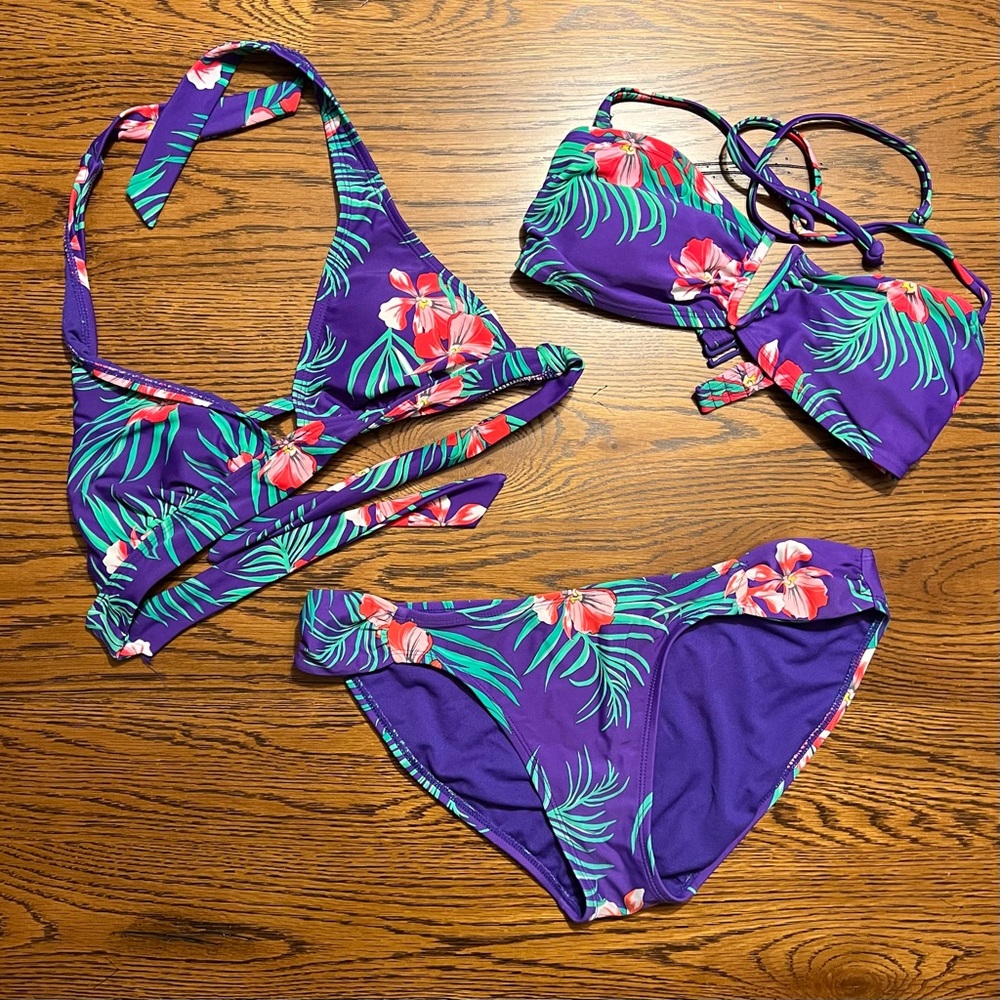 Old Navy Purple Floral Bikini Set - SM tops + M bottoms